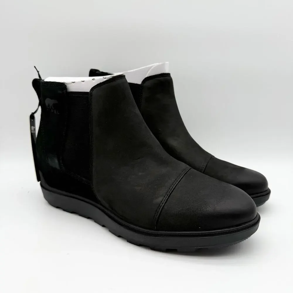 Sorel Womens Evie ll Chelsea Ankle Bootie US 11 EU 42 Black Suede Waterproof NIB